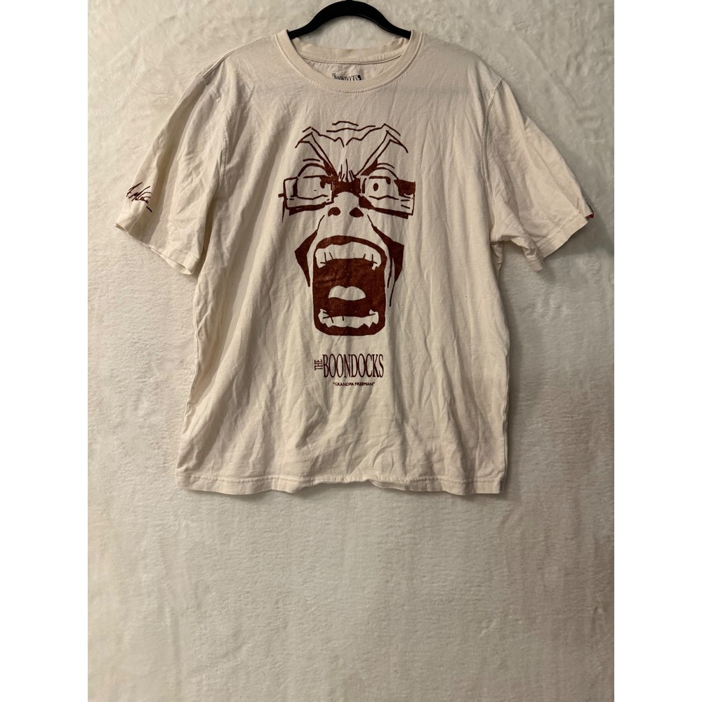 The‎ Boondocks Grandpa Freeman Graphic T-Shirt Cream Mens Large Short Sleeve